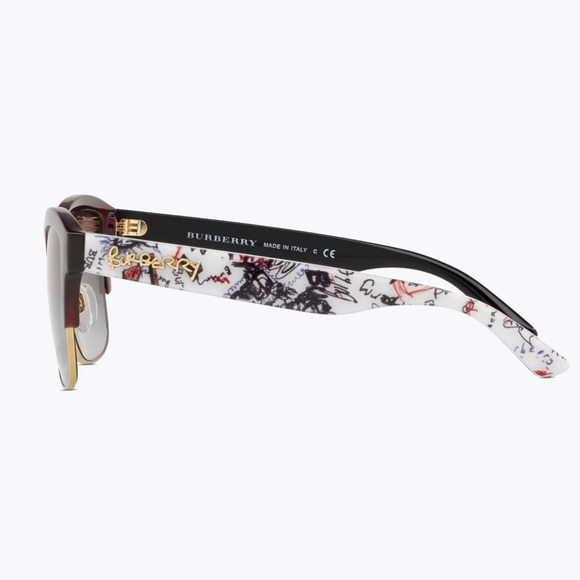 Burberry Women’s Graffiti Print Sunglasses Brown/Red & Gold - Picture 5 of 14